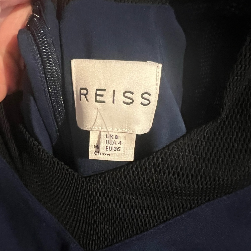 Reiss Dress Blue Womens Size 8 Body Mesh Design Long Sleeve Occasion Wear - Picture 5 of 16